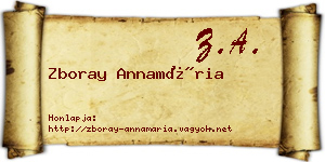 Zboray Annamária névjegykártya