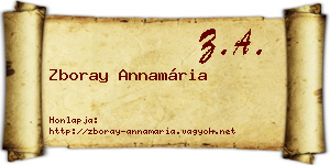 Zboray Annamária névjegykártya
